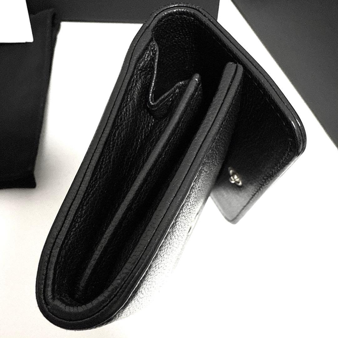 正規品 シャネル 二つ折り財布 黒 スモールウォレット