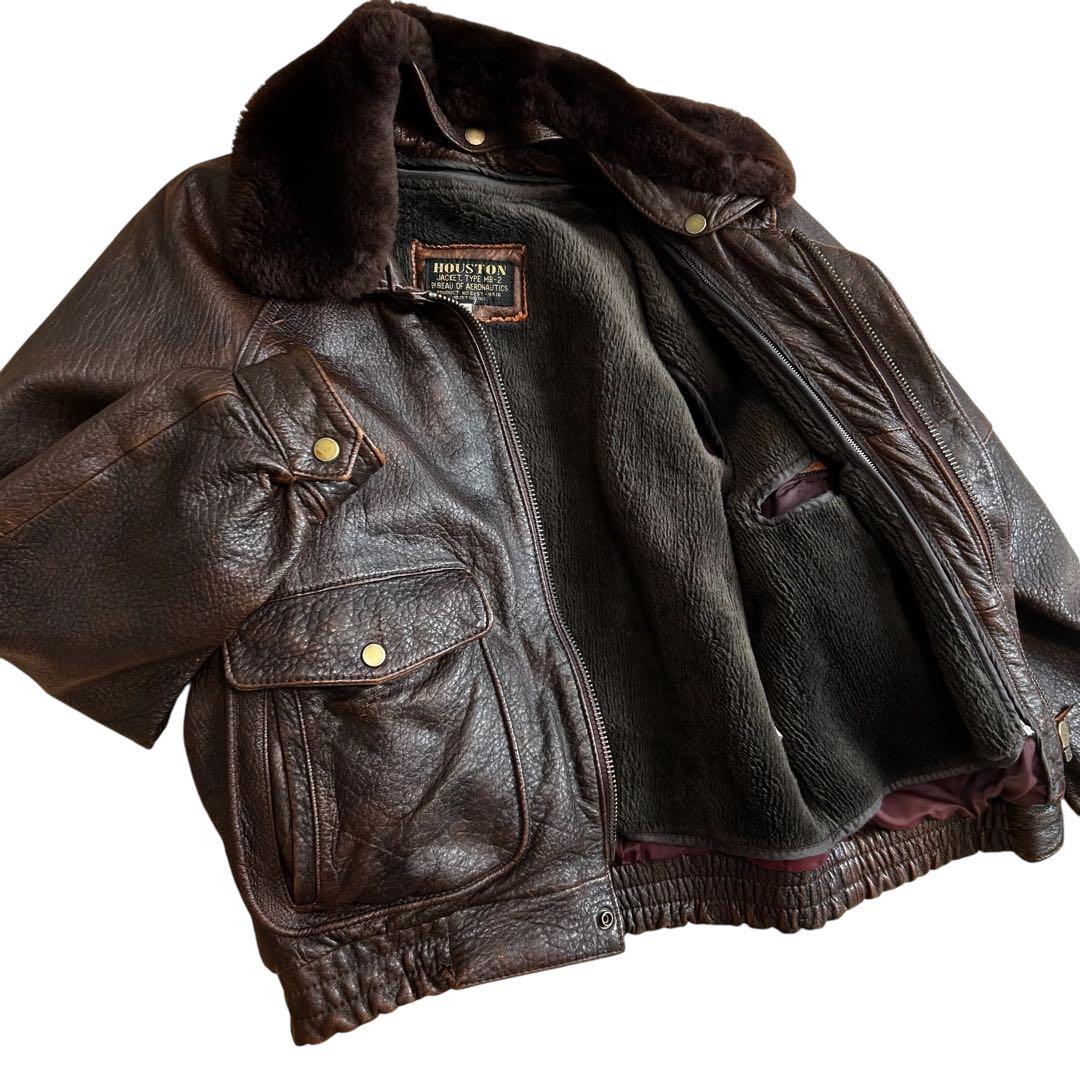 ★美品★ HOUSTON MB-2 レザー ボア着脱ライナー付 ラムレザー