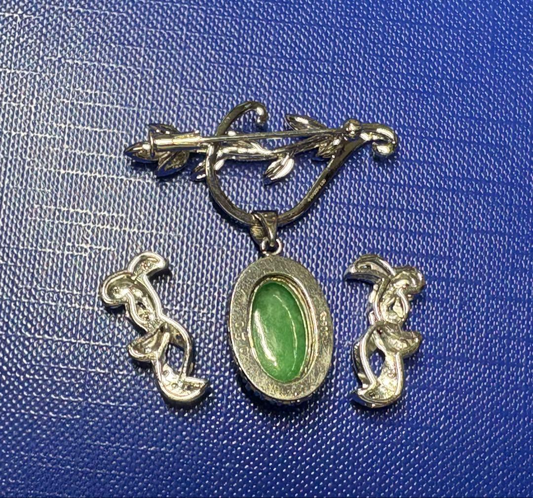 Pt900 翡翠 ダイヤモンド ブローチ