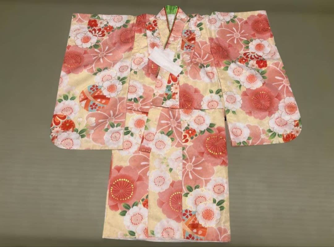京都花ひめ　七五三　三歳　被布　着物セット 足袋 髪飾り　フルセット　女の子