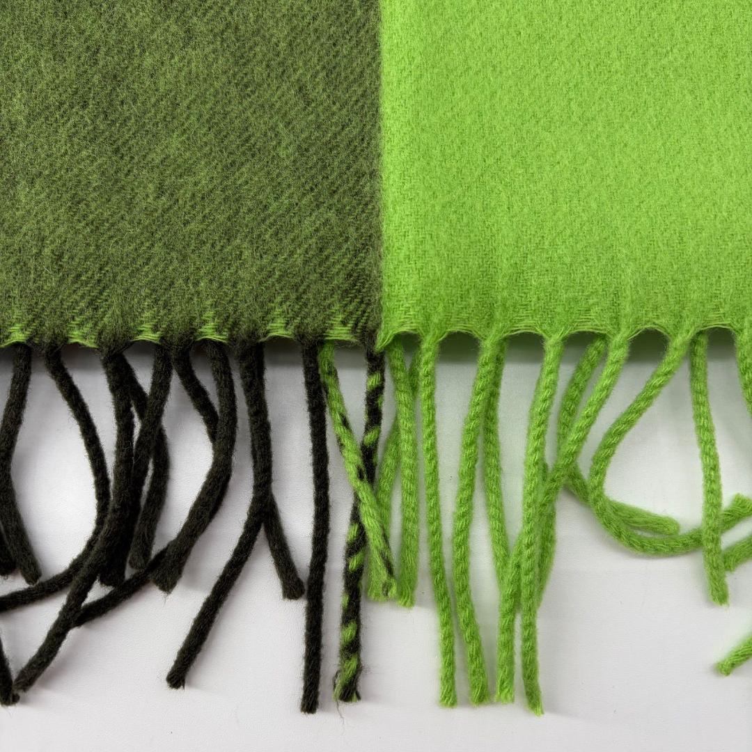 16743✨レア✨HERMES カシミヤ100% 刺繍ロゴ バイカラー マフラー