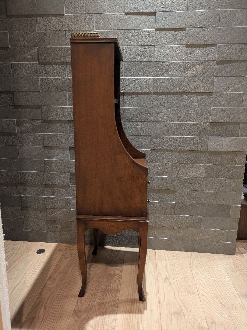 英国 猫脚 アンティーク調 キャビネット 飾り棚 引き出し付き コンソールラック