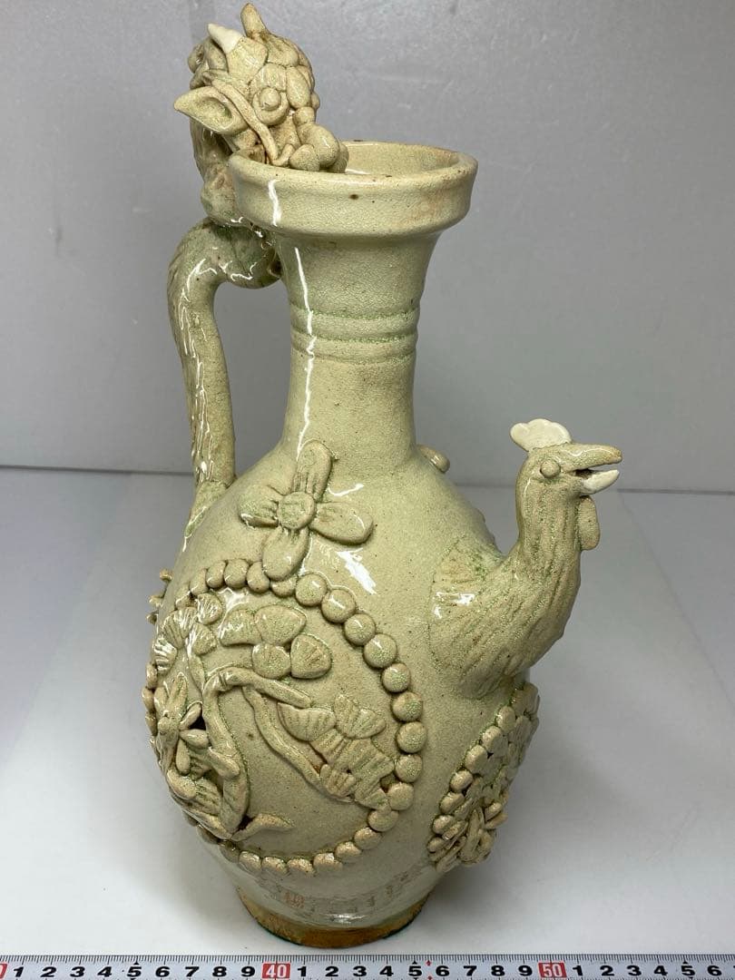 中国宋時代　鶏形青磁水注　高さ32㎝　トヒチ　東な7-0329☆2F