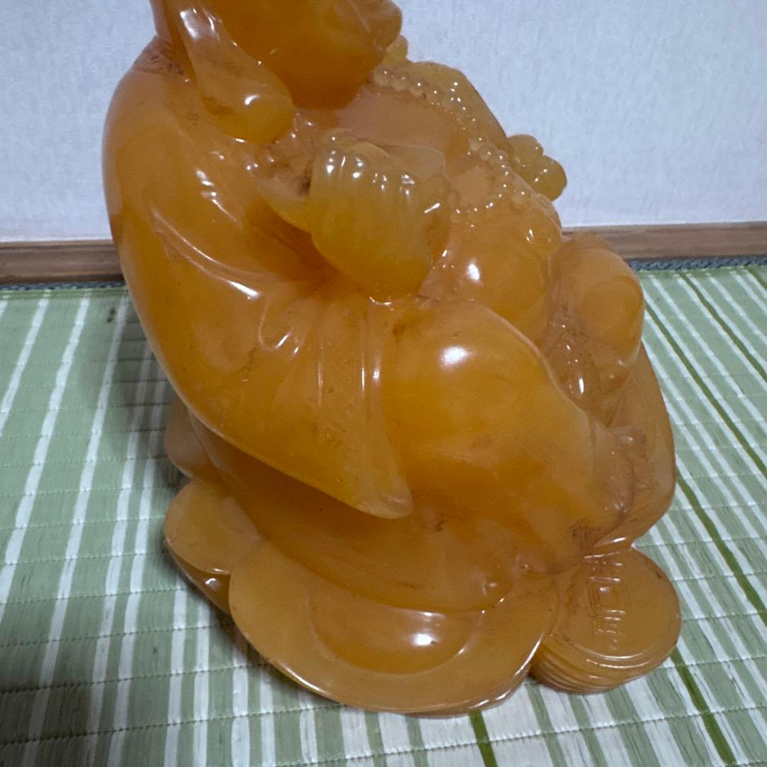 七福神　布袋様　置物　イエロー ストーン　翡翠　風水　インテリア
