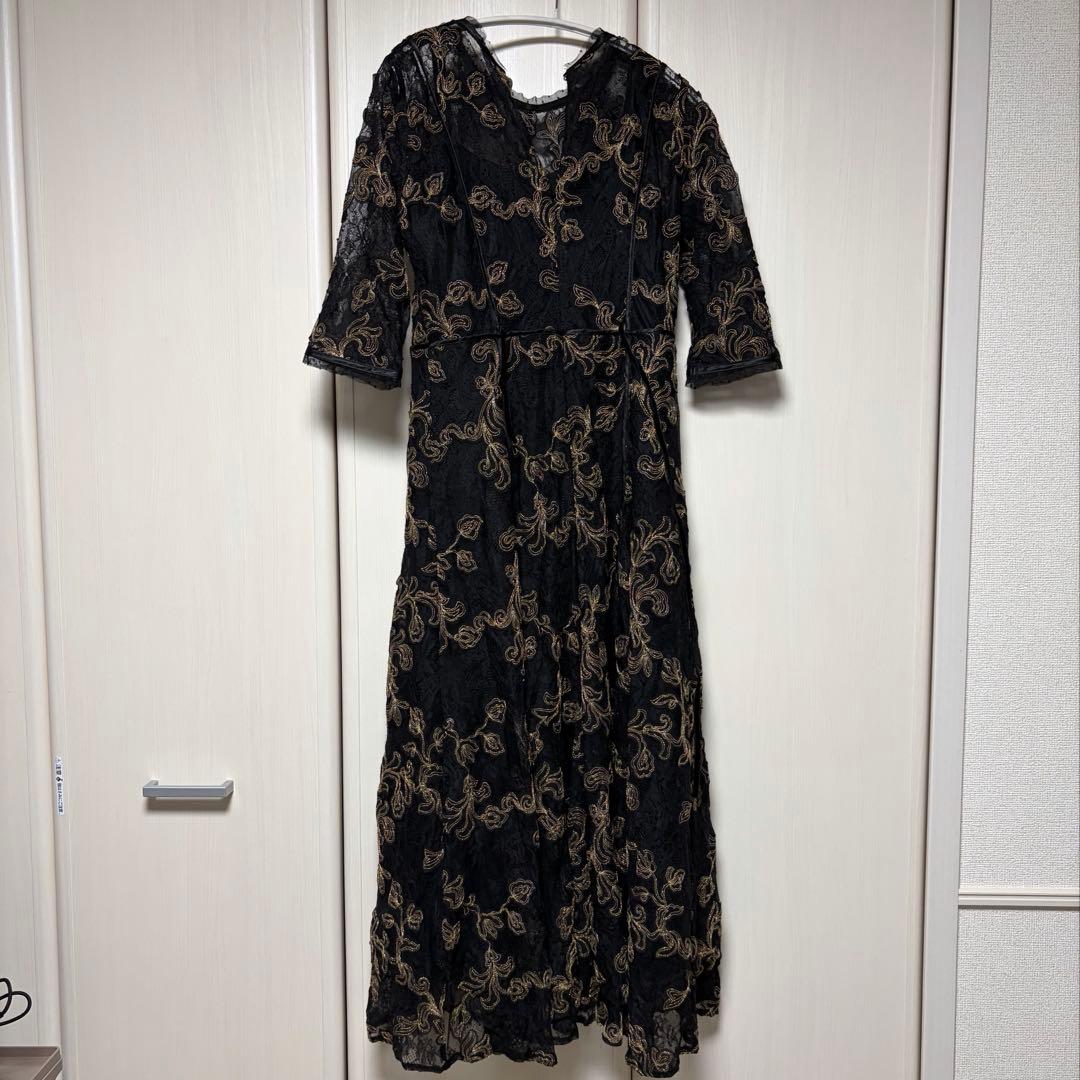 本日限定価格　【FRAY I.D】チュールレースラメ刺繍ドレス