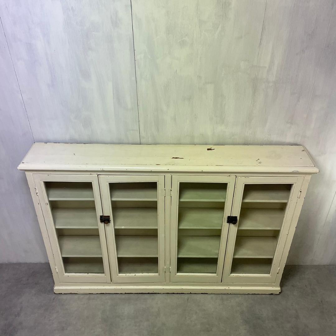 ヴィンテージ シャビーシック キャビネット ホワイト カップボード ショーケース