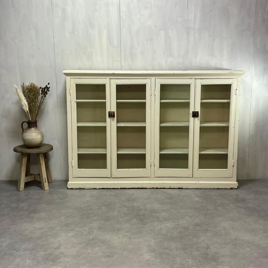 ヴィンテージ シャビーシック キャビネット ホワイト カップボード ショーケース