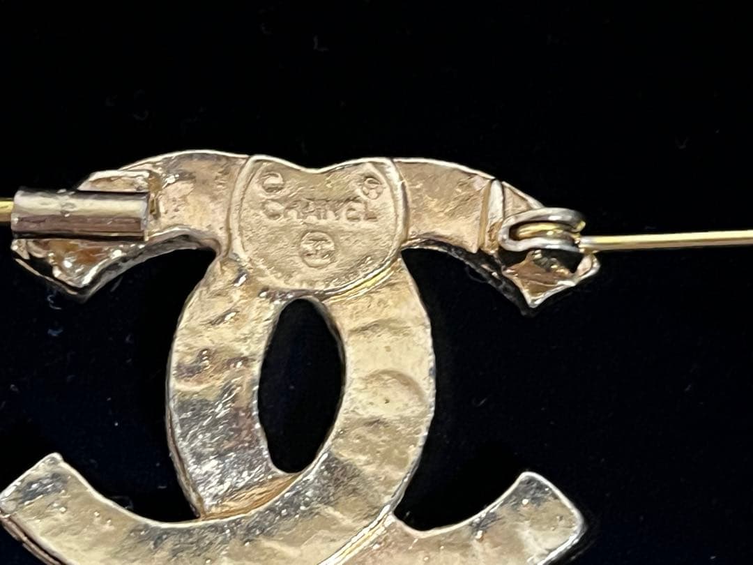 美品 鑑定済 CHANEL シャネル ラインストーンブローチ ゴールド