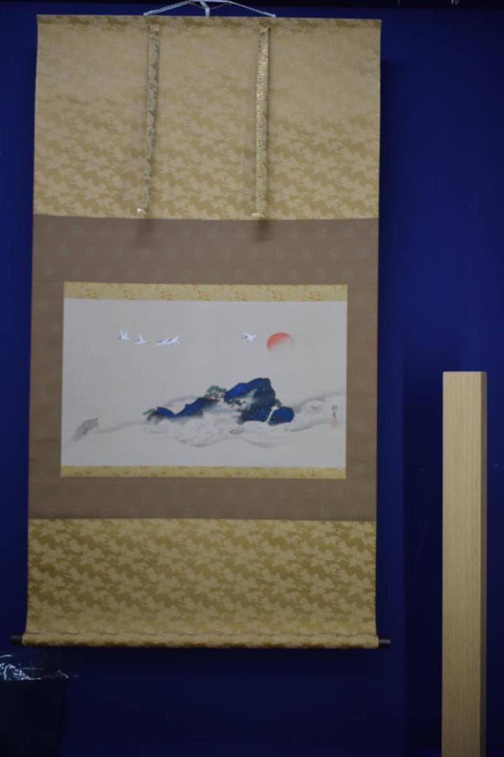 複製/酒井抱一/蓬莱之図/鶴亀図/蓬莱山/工芸/大幅/布袋屋掛軸HJ-596