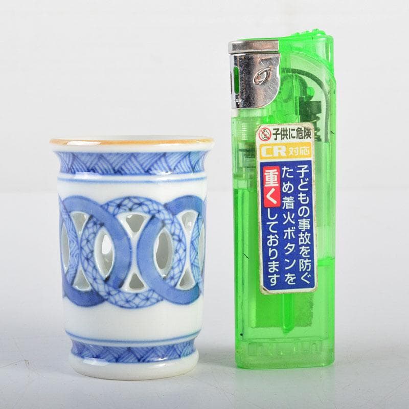 平安　三浦竹泉造　染付　祥瑞　巾筒　共箱　M　R4536