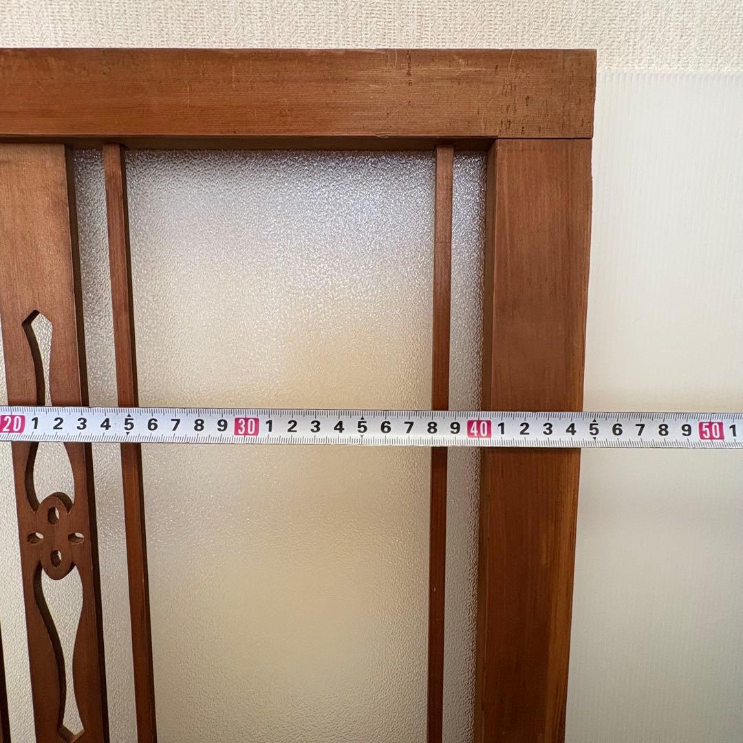 昭和板型ガラス　木枠付き　透かし彫り パーテーションの部品　間仕切り　衝立