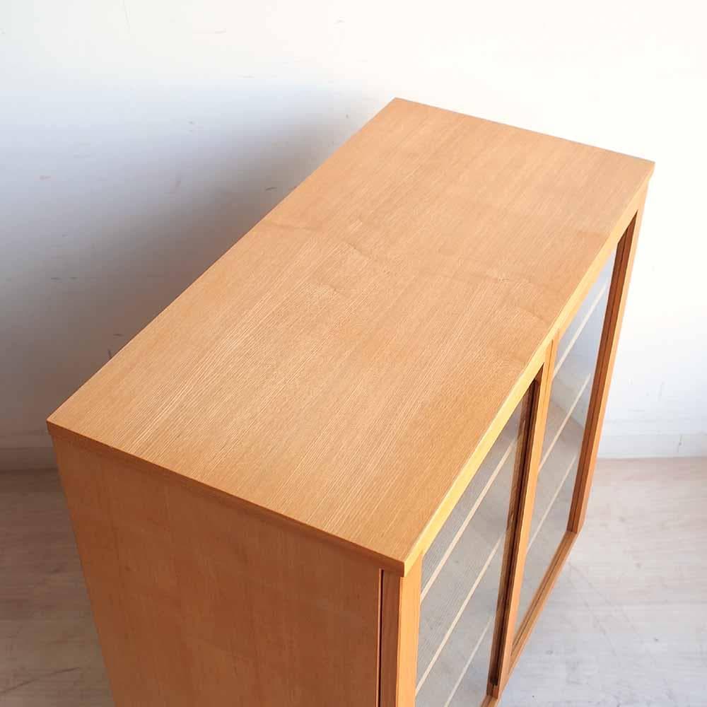 無印良品/MUJI 廃盤 タモ材 ガラスキャビネット 80cm ZR24248