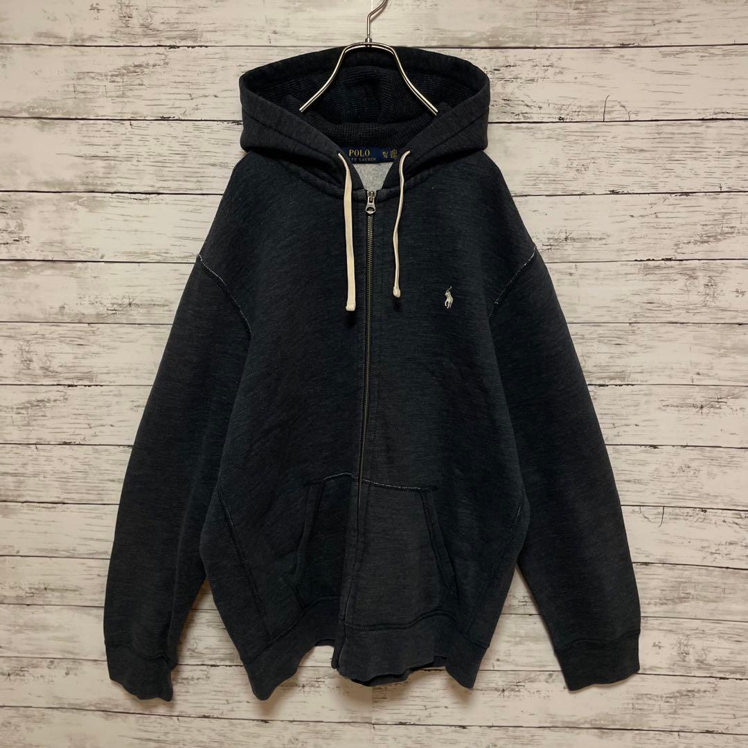 1002【人気XLサイズ】ラルフローレン♤刺繍ロゴ　パーカー　希少　即完売　美品