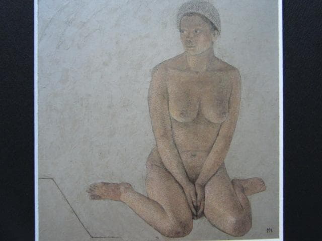 小泉正彦「あるポーズ」、日本の画家、洋画,希少な額装用画集より、新品高級額装付