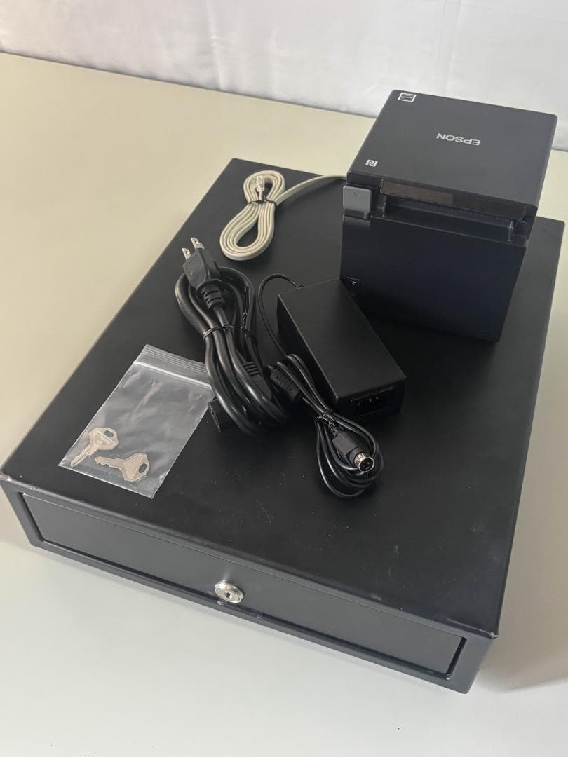 EPSON　エプソン TM-m30 レシートプリンター　＆　鍵付キャッシュドロア