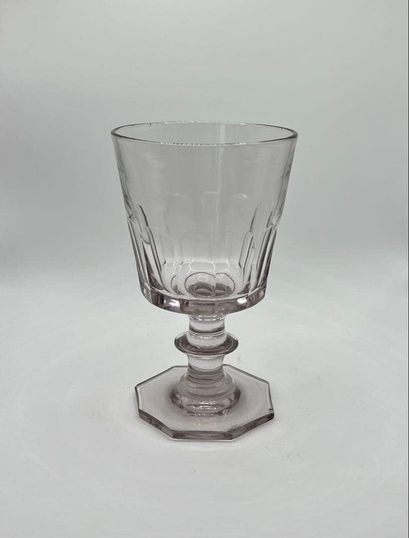 大ぶりなゴブレット　ウランガラス　和ガラス グラス 八角形台　アンティーク