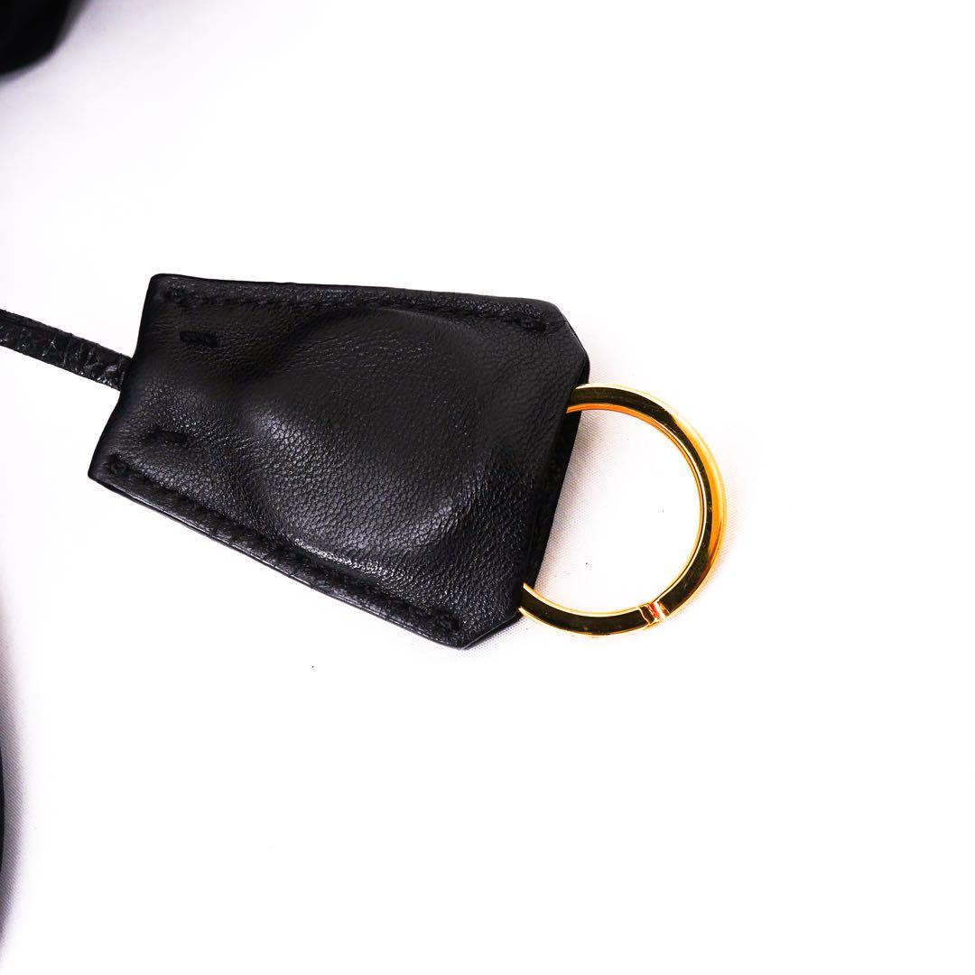 超美品 PRADA プラダ ブラック ナイロン レザー ハンドバッグ ギャザー