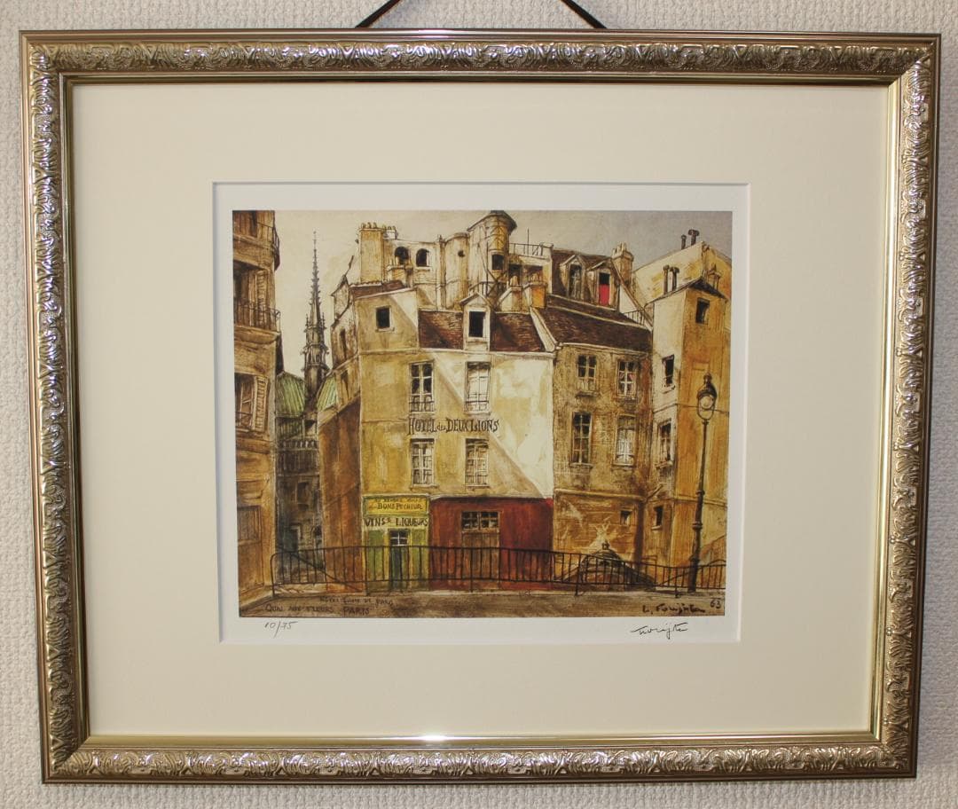 藤田嗣治 リトグラフ「フルール河岸ノートルダム大聖堂」 75部限定 11/75