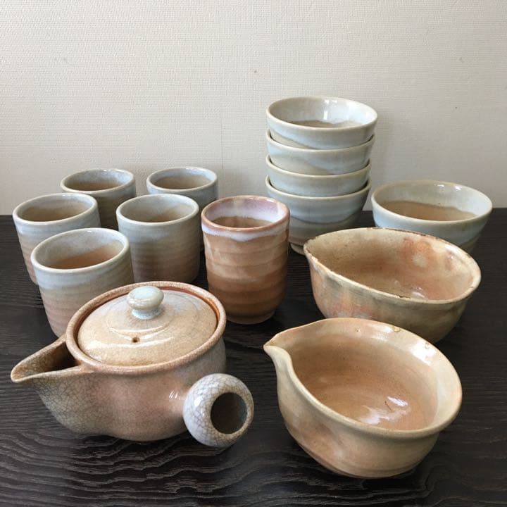 萩焼　急須　湯呑み　14点セット