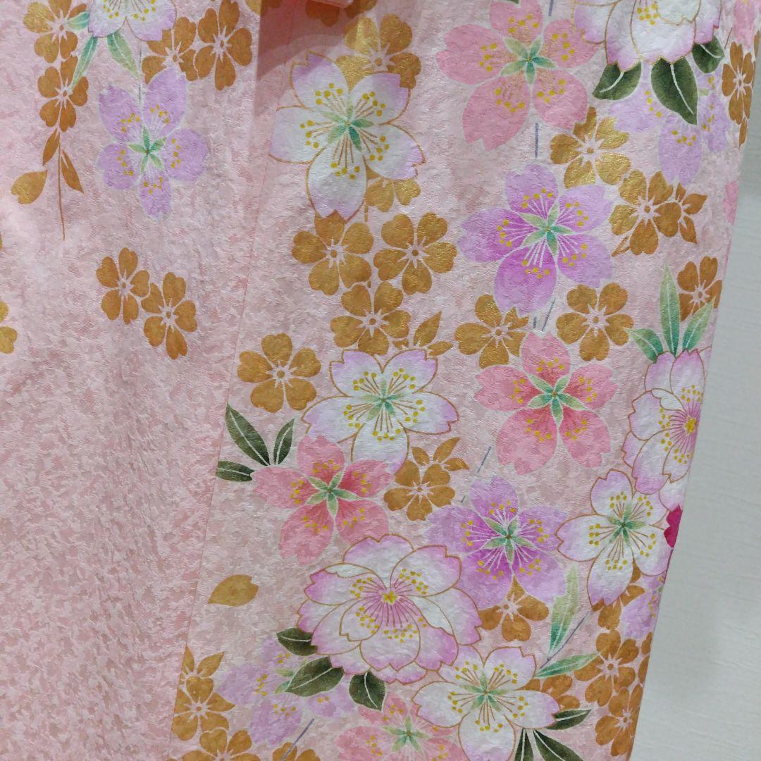 振袖　フリル袖　ワンピース　桜色　リボン紐付き