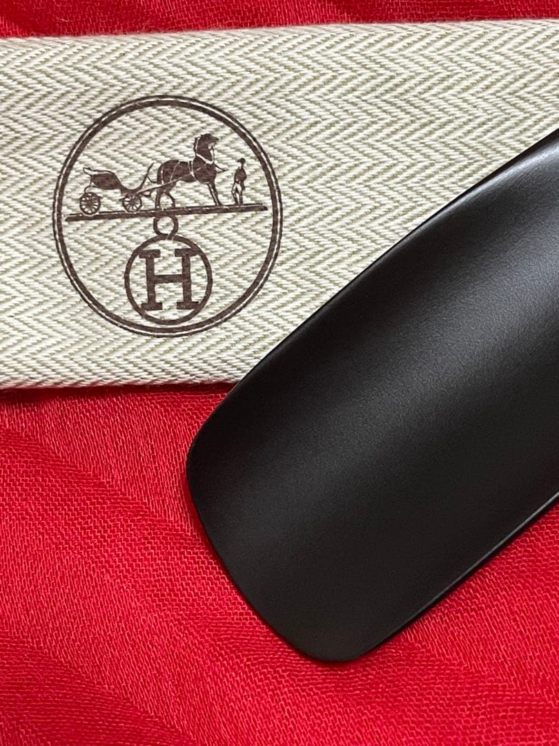 新品★HERMES エルメスシューホーン 黒　靴べら