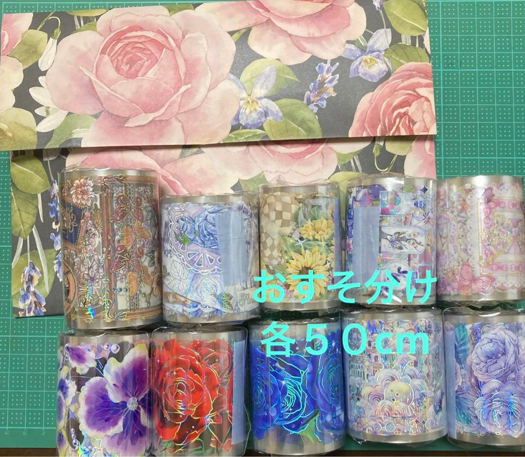 キラキラ 海外 マスキングテープ１０種各５０cm タイベック風ポーチ