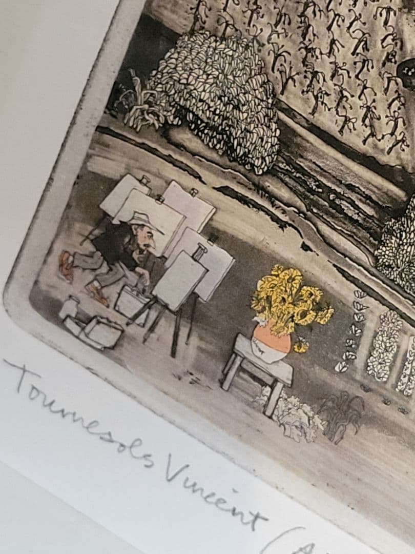 希少★グラハム クラーク★「ヴィンセントのひまわり」★銅版画彩色