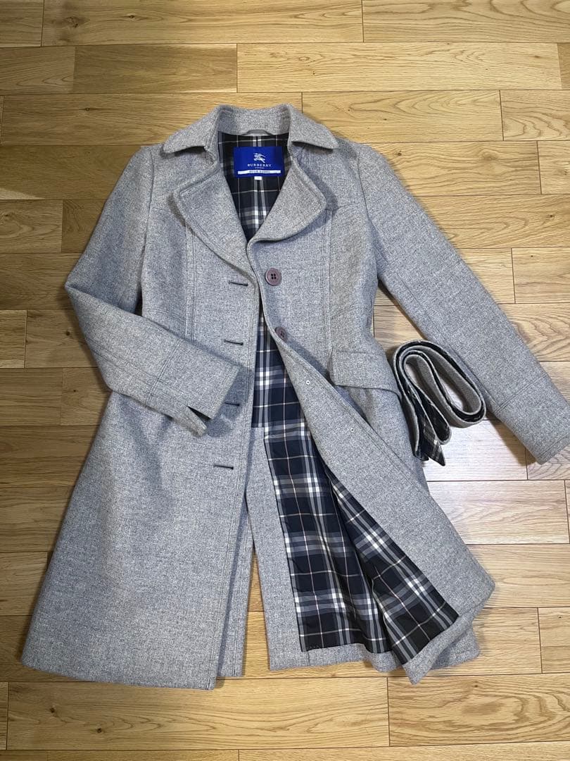 【ほぼ未使用】バーバリーブルーレーベル　アンゴラ混　Pコート　40