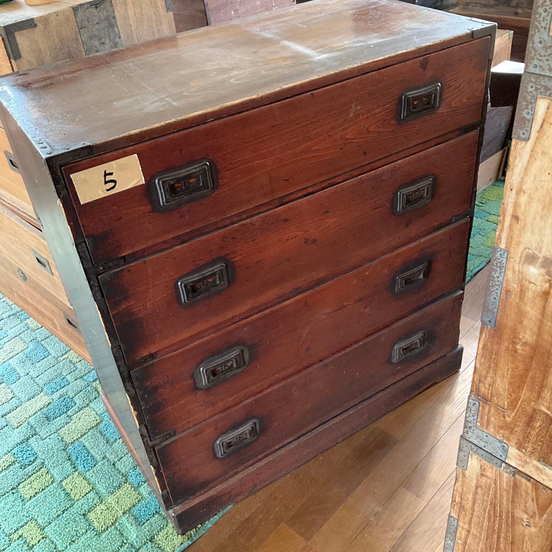 昭和家具　木製4段箪笥 ダークブラウン　　⑤