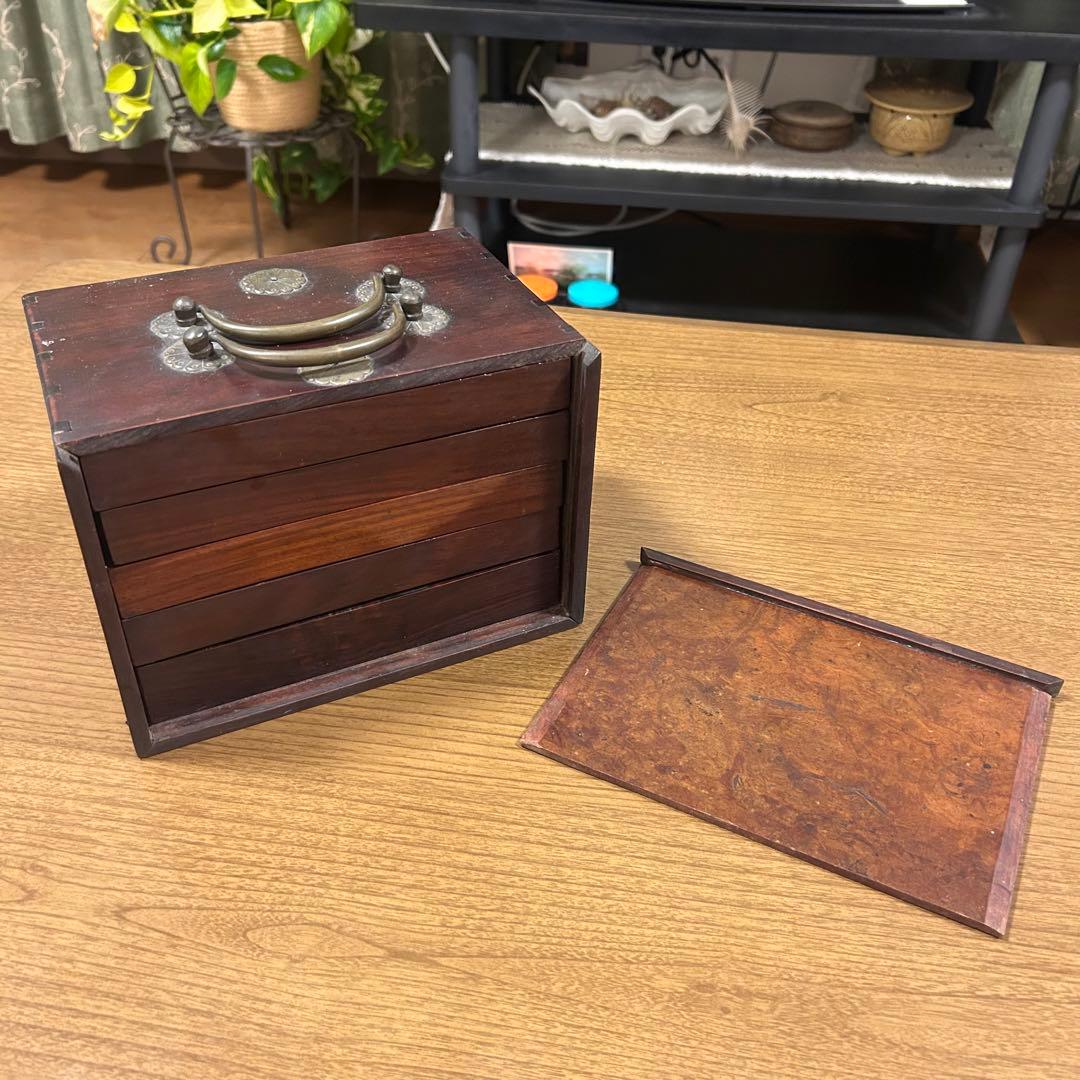 【背竹牌】唐木箱付き麻雀牌 アンティーク 骨牌 骨董 中国 当時物