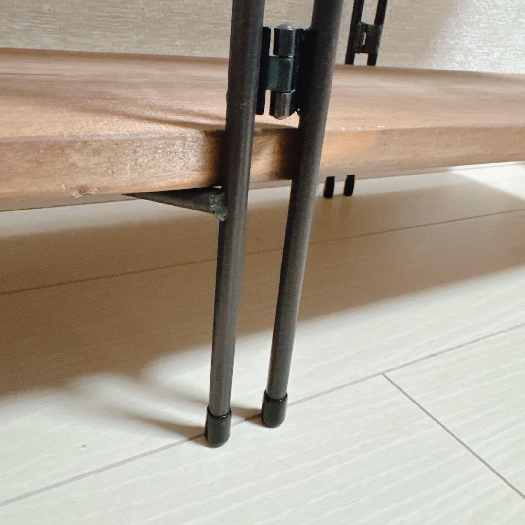 アイアン ウォルナット オシャレ 棚 3段ラック 折りたたみ式