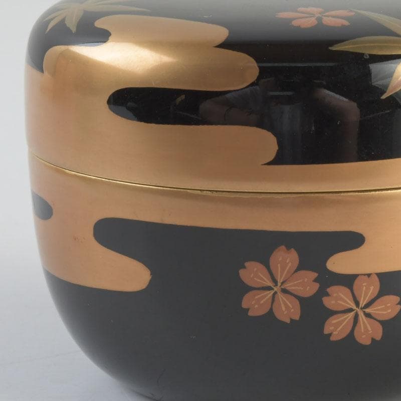 茶道具　山中塗　中村宗悦作　霞雲錦蒔絵　平棗　共箱　V　9305