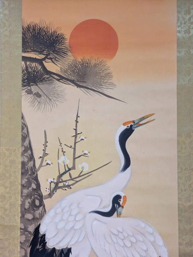 【真作】掛軸　双鶴図　逸品　P123