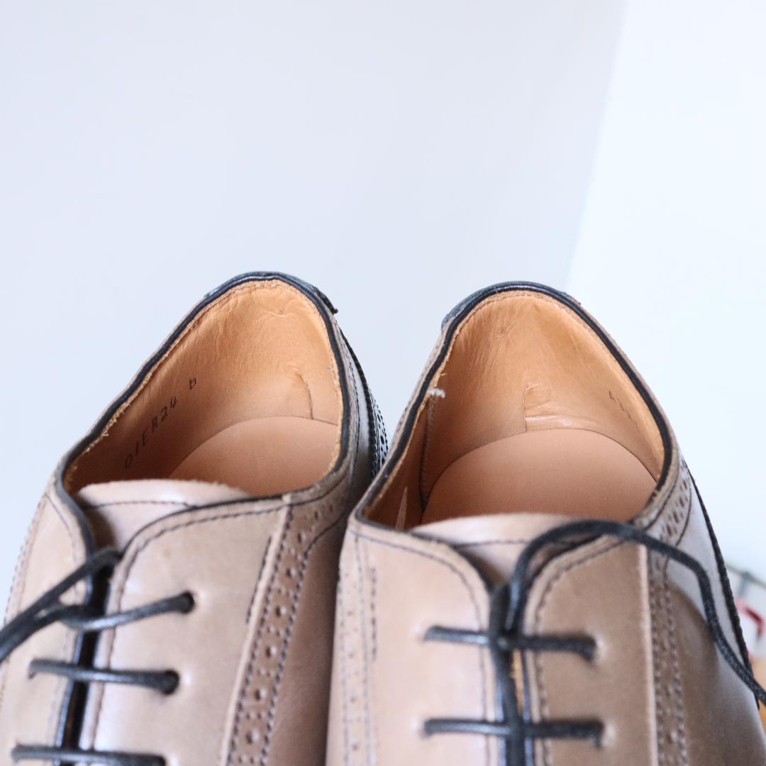 極美品リーガル　バイカラーウイングチップ　黒×グレージュ　24cm