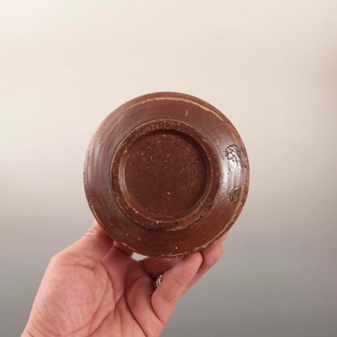 呂宋織部 灰釉印花文 半筒 茶碗 茶道具 古美術 古道具 アンティーク 茶道具