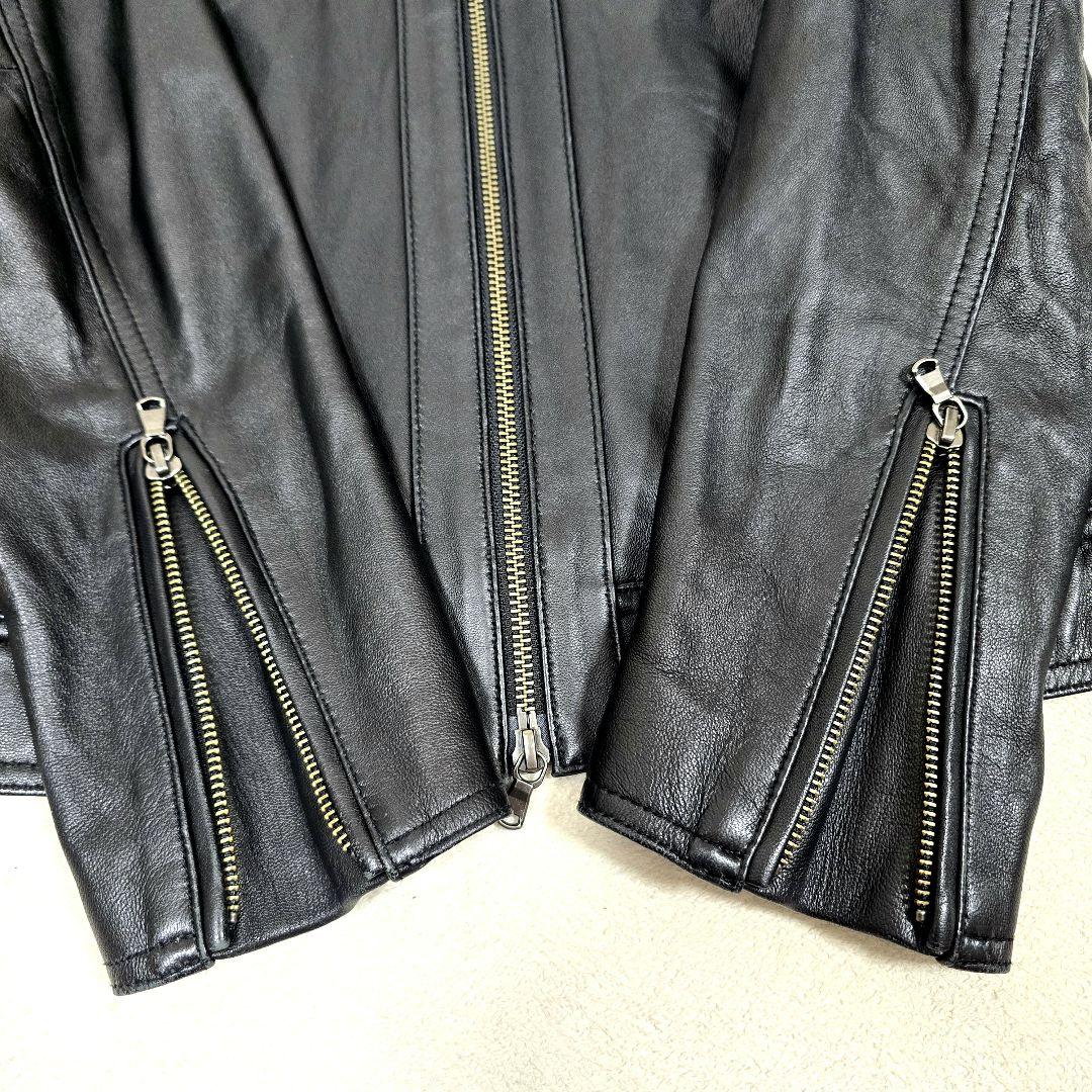 希少 ハイストリート レザージャケット シープスキン ペイズリー 本革 黒 S