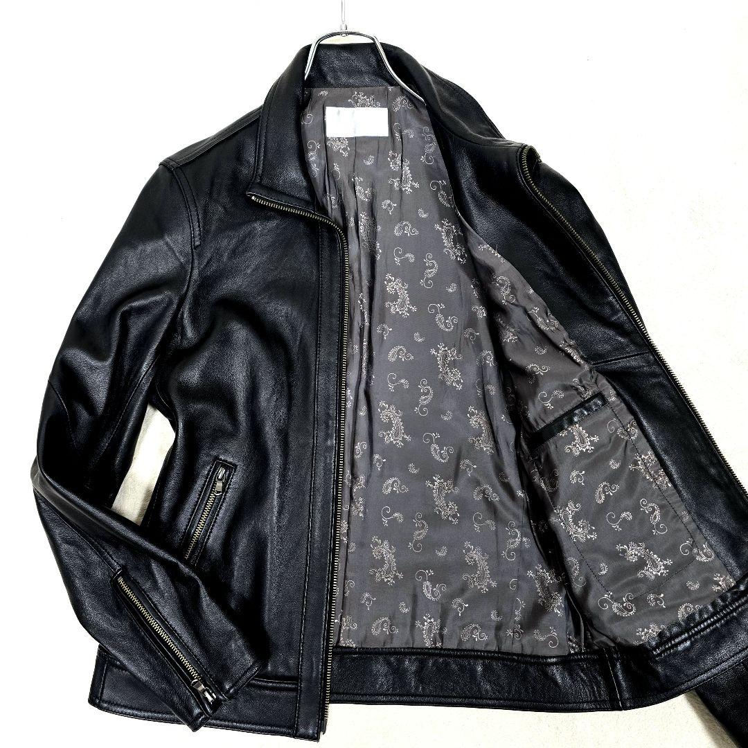 希少 ハイストリート レザージャケット シープスキン ペイズリー 本革 黒 S