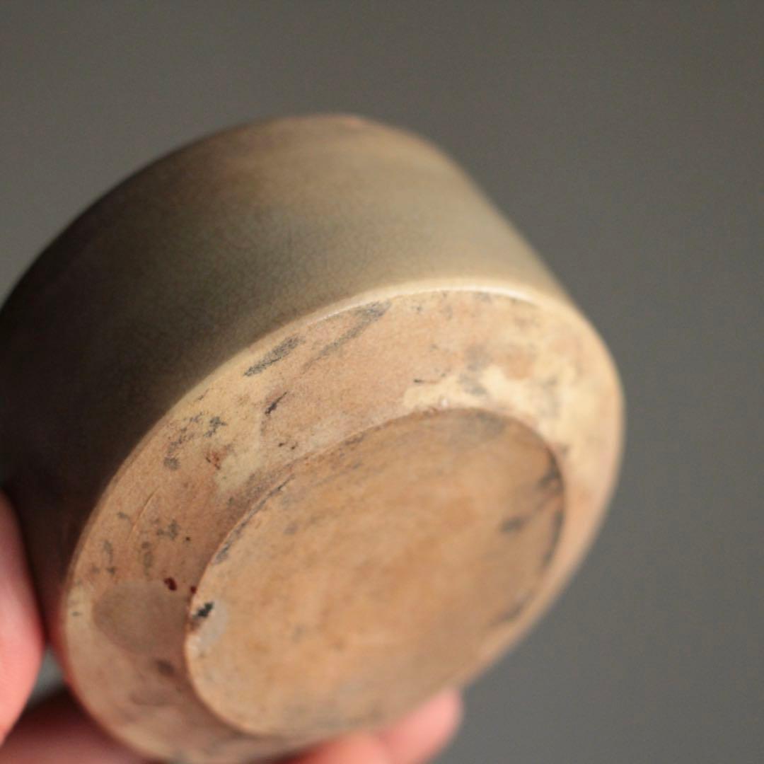 煙の出た 瀬戸 灰釉 野香炉 半筒碗 古美術 古道具 アンティーク