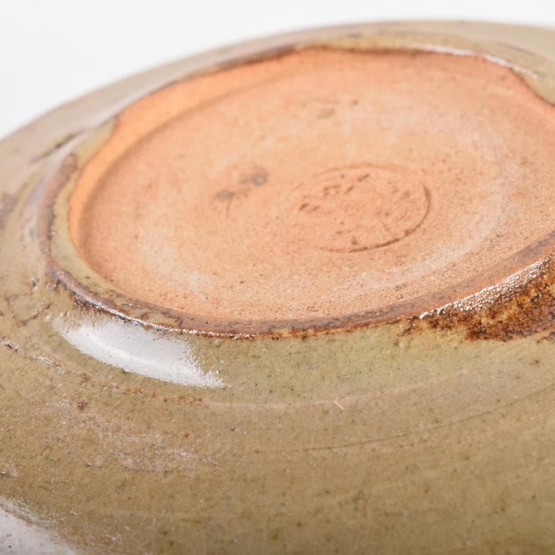 和食器　竹里庵　葵窯　加藤春二作　織部　花文　銘々皿　五客　共箱　C　8322