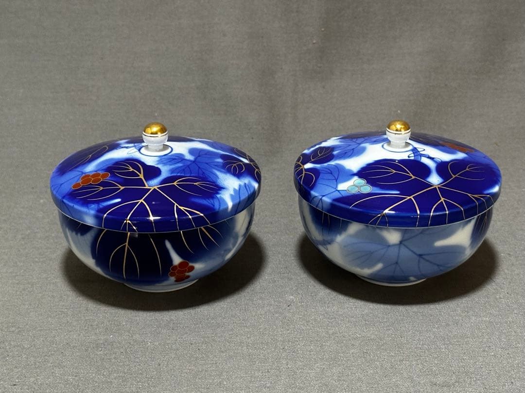 有田焼 深川製磁 染錦葡萄 茶器揃（急須、蓋付き湯呑み，湯冷まし）