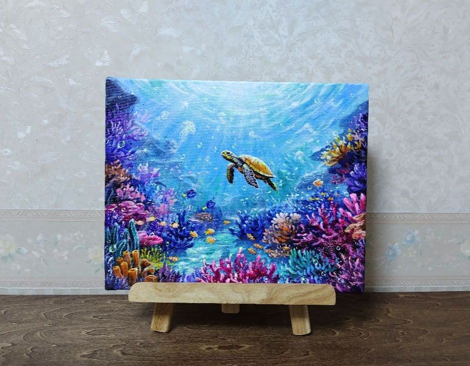 ぷ*あ様 【海中世界】アクリル画 F3 風景画 絵画