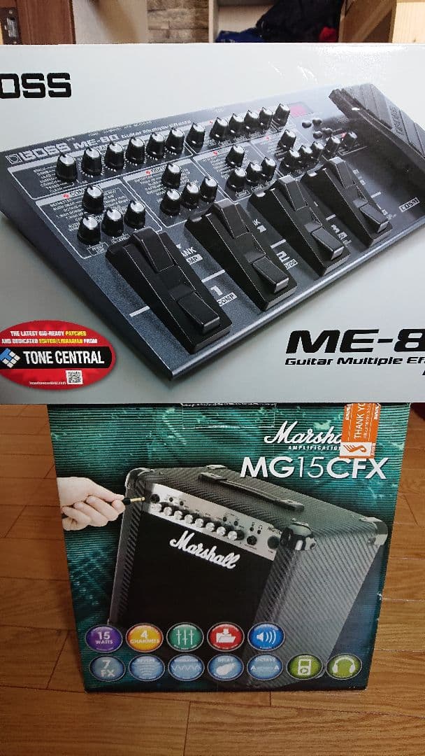マーシャルアンプ(Mg15CFX)、マルチエフェクター(ME-80)