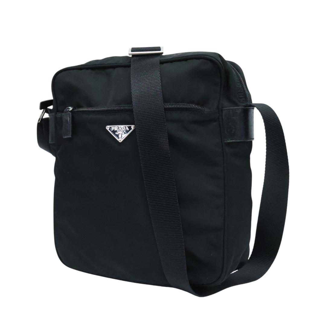 美品 PRADA プラダ ショルダーバッグ 3角プレート 白タグ ブラック