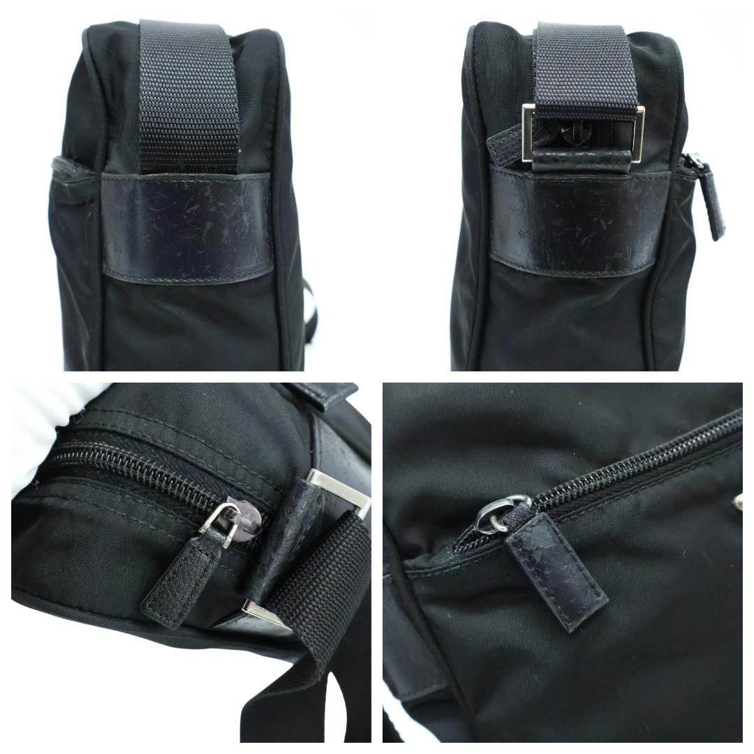 美品 PRADA プラダ ショルダーバッグ 3角プレート 白タグ ブラック