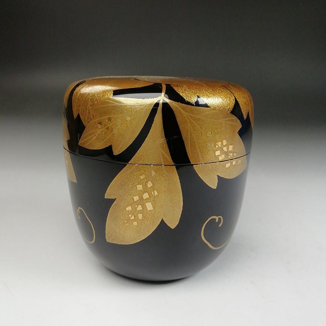 Ｔ８０２　棗　『金蒔絵』『稲井玉甫 作』　共箱　茶道具