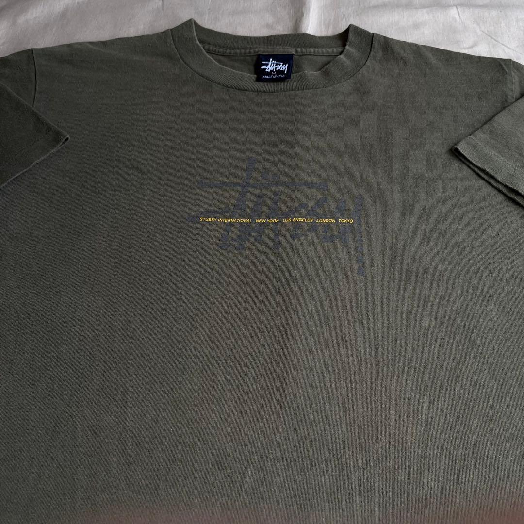 “いーさま専用” old stussy ロゴ プリント Tシャツ オリーブ M