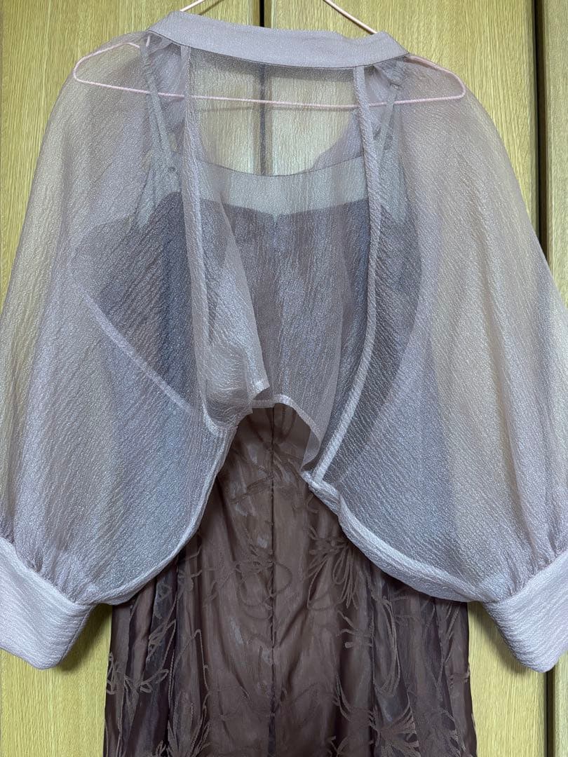 フローラル刺繍ブラウンマキシドレス