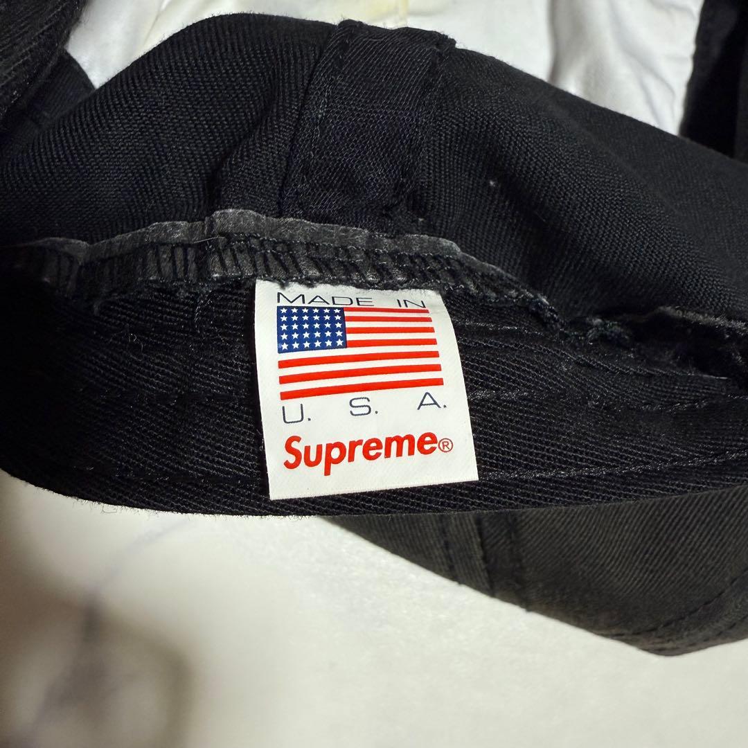【USA製】supreme シュプリーム 帽子 キャップ ロゴ入り ブラック