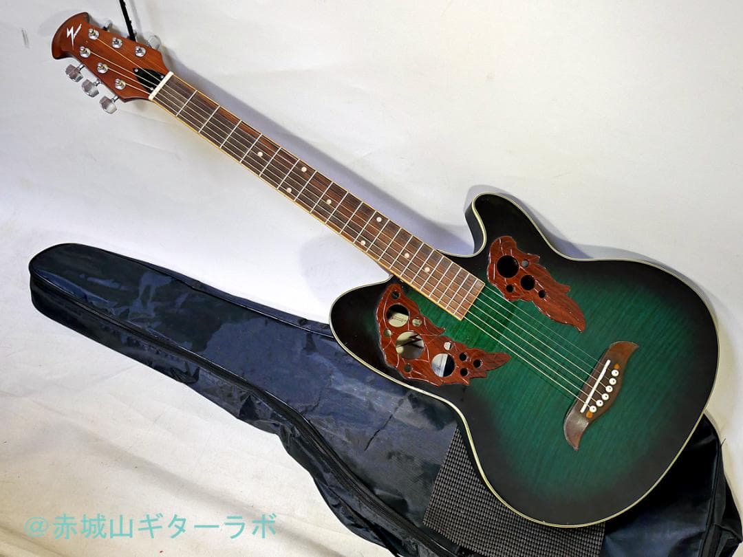 オベーション型のアコースティックギター グラデーショングリーン