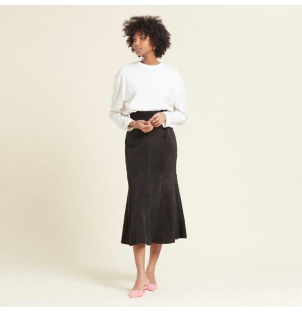 新品　サードマガジン シープストレッチレザーミディスカート